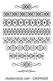 Set of fringe, border elements for design. vector