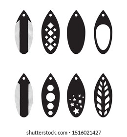 set fringe earring with pattern. for cricut template. Earrings with hole. Jewelry making. Vector illustration. eps 10