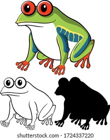 Set of frog cartoon illustration