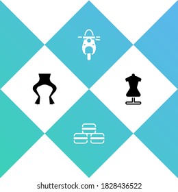 Set Frog legs, Macaron cookie, Scooter and Mannequin icon. Vector.