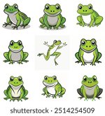 A set of frog vector illustration. This is an editable and printable high quality vector eps file.