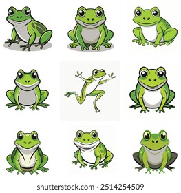 A set of frog vector illustration. This is an editable and printable high quality vector eps file.