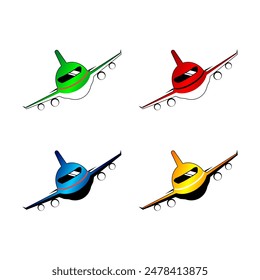 Set of front airplane illustration design vector