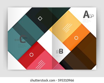 Set of front and back a4 size pages, business annual report design templates. Geometric square shapes backgrounds. Vector illustration