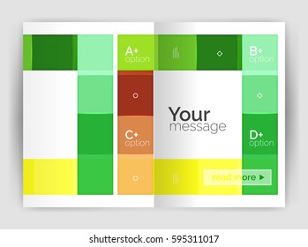 Set of front and back a4 size pages, business annual report design templates. Geometric square shapes backgrounds. Vector illustration