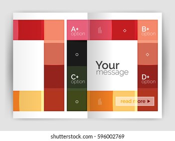 Conjunto de las páginas de tamaño front y back a4, las plantillas de diseño de informes anuales del negocio. El cuadrado geométrico forma los fondos. Ilustración del vector