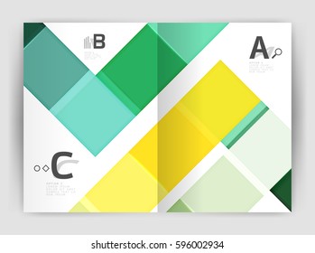 Conjunto de las páginas de tamaño front y back a4, las plantillas de diseño de informes anuales del negocio. El cuadrado geométrico forma los fondos. Ilustración del vector