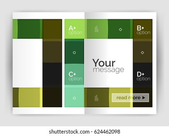 Set of front and back a4 size pages, business annual report design templates. Geometric square shapes backgrounds. Vector illustration