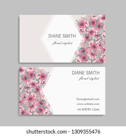 set of front and back of business card with flowers