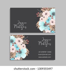 set of front and back of business card with flowers
