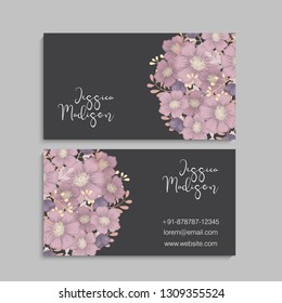set of front and back of business card with flowers