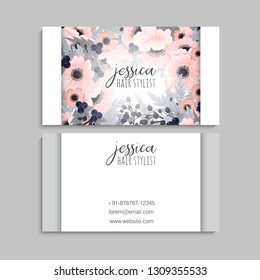 set of front and back of business card with flowers