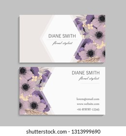 set of front and back of business card with flowers