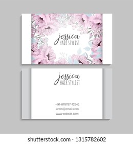 set of front and back of business card with flowers