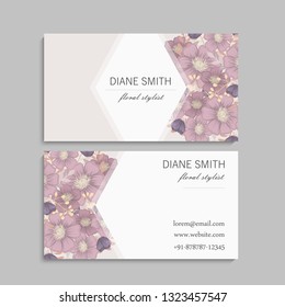 set of front and back of business card with flowers