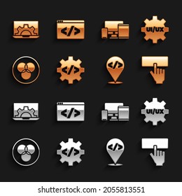 Set Front end development, UI or UX design, Keyboard, RGB and CMYK color mixing, Monitor, mobile, tablet, Web and  icon. Vector