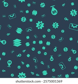 Set Front end development, UI or UX design, Layers and Web on seamless pattern. Vector