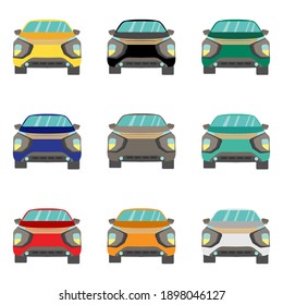 Set of front pick up truck on white background