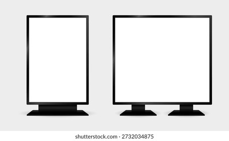 Conjunto de maqueta de letrero led de vista frontal con Vector de pantalla blanco en blanco