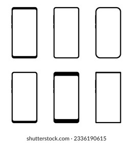 conjunto de pantalla frontal smartphone mockup móvil con vector de pantalla blanco en blanco
