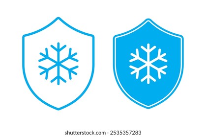 set frost protection icon blue vector design isolated background