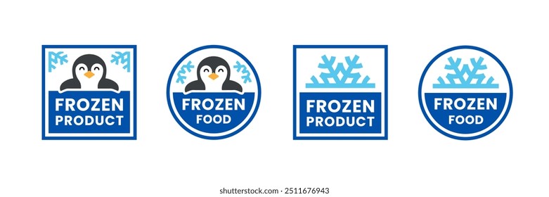 Set of frozen food product labels vector images