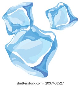 Set of frozen ice cubes. Transparent vector isolated on a white background
