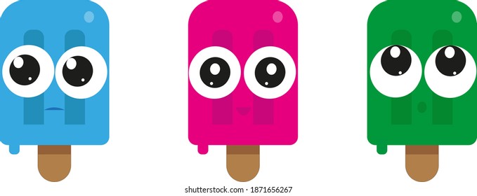 Set Frozen Popsicles Cartoon Illustration Vector Stock Vector (Royalty ...