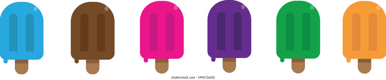Set of frozen popsicles illustration vector
