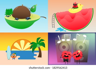 set fruit background with pretty color. suitable for your design