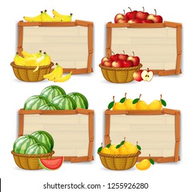Set of fruit banner illustration
