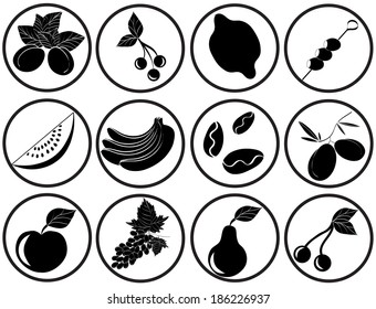 Set with fruit. Beautiful vector icons