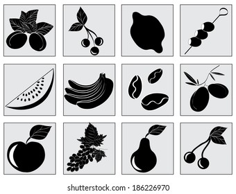 Set with fruit. Beautiful vector icons