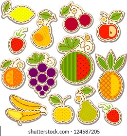 Fruits Berries Flat Icons Set Lemon Stock Vector (Royalty Free) 742005046