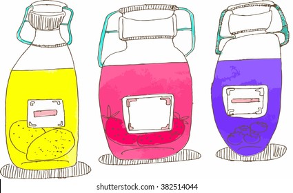 Set of a fruit bottles
