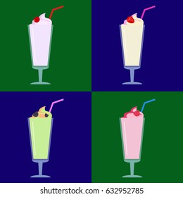 Set of fruit cocktails. Flat design, vector illustration, vector.