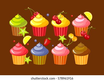 set fruit cupcakes