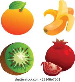 conjunto de frutas lindo icono ilustración de juego vector