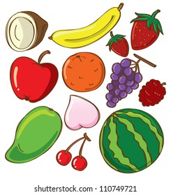 set of fruit doodle