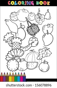 Set of Fruit doodle drawings vector