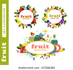 Set fruit emblem stickers