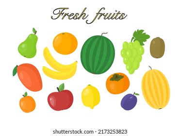 Set fruit. Flat style. Vector illustration 