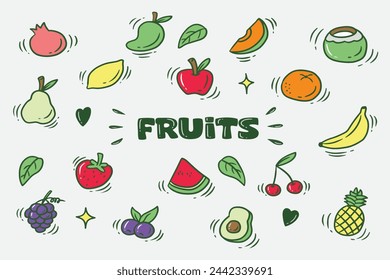 set of fruit good for pattern and wallpaper