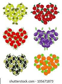set of fruit hearts for your design