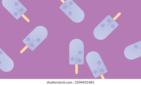 Set of fruit ice cream, frozen juice on wooden stick, fruity popsicle. Vector.