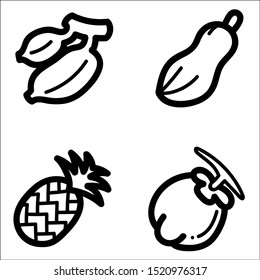 Set of fruit icon in doodle style. Vector illustration.