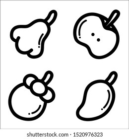 Set of fruit icon in doodle style. Vector illustration.