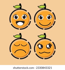 set of Fruit Icon Emoji Design