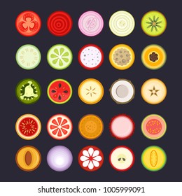 Set Of Fruit Icon. Illustration on black background