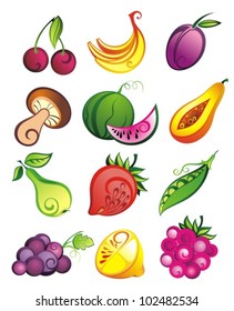 A set of fruit icons